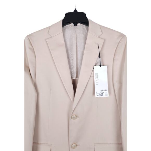 Bar III Men's Slim-Fit Stretch Cotton Suit Jacket Tan Solid 36R NWT - Picture 4 of 7